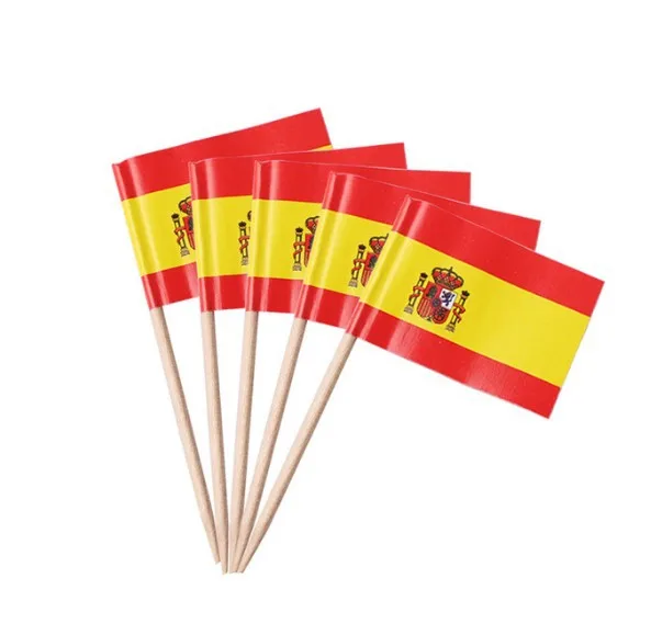 

100PCS Spain Flag Toothpicks The Union Jack Flag Cupcake Toppers for Birthday Wedding Mini Spain Flag Cake Decorating Supplies
