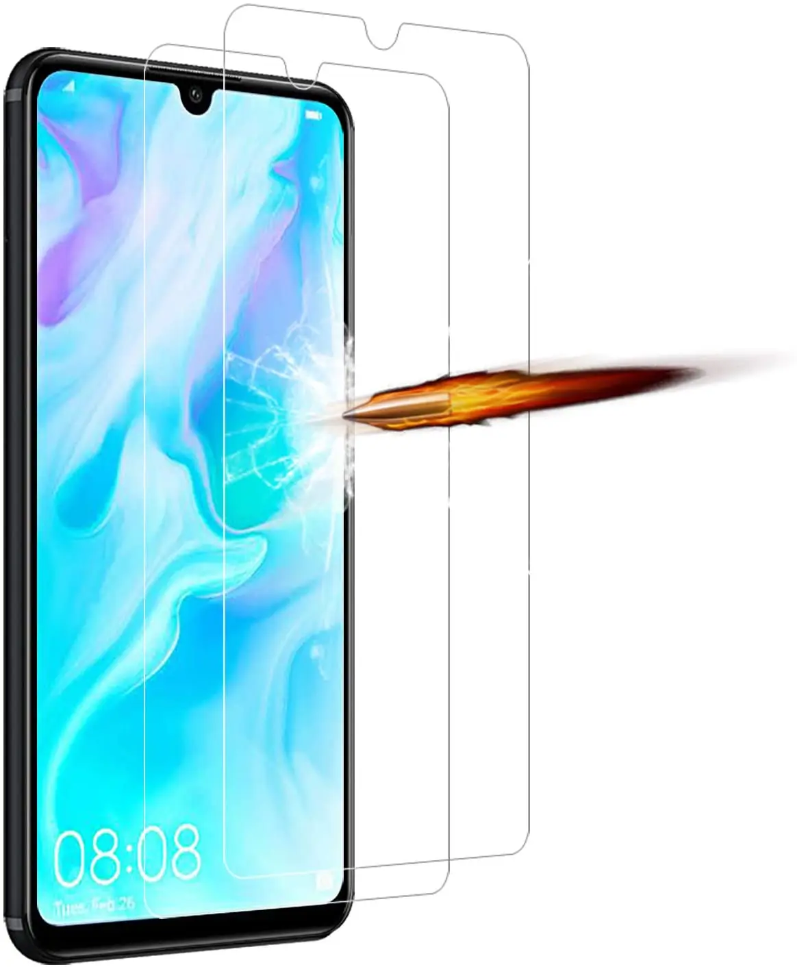 

ANKENGS Screen Protector Compatible with Huawei P30 Lite [2 Pack], [HD Clear] [Anti-scratch] [Bubble Free] Tempered Glass