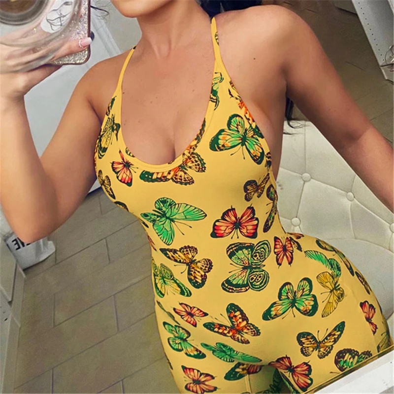 

Sexy Backless Lace Up Halter Jumpsuit Women Cross Back Sleeveless Bodycon Summer Spagetti Strap Skinny Elegant Rompers Playsuits