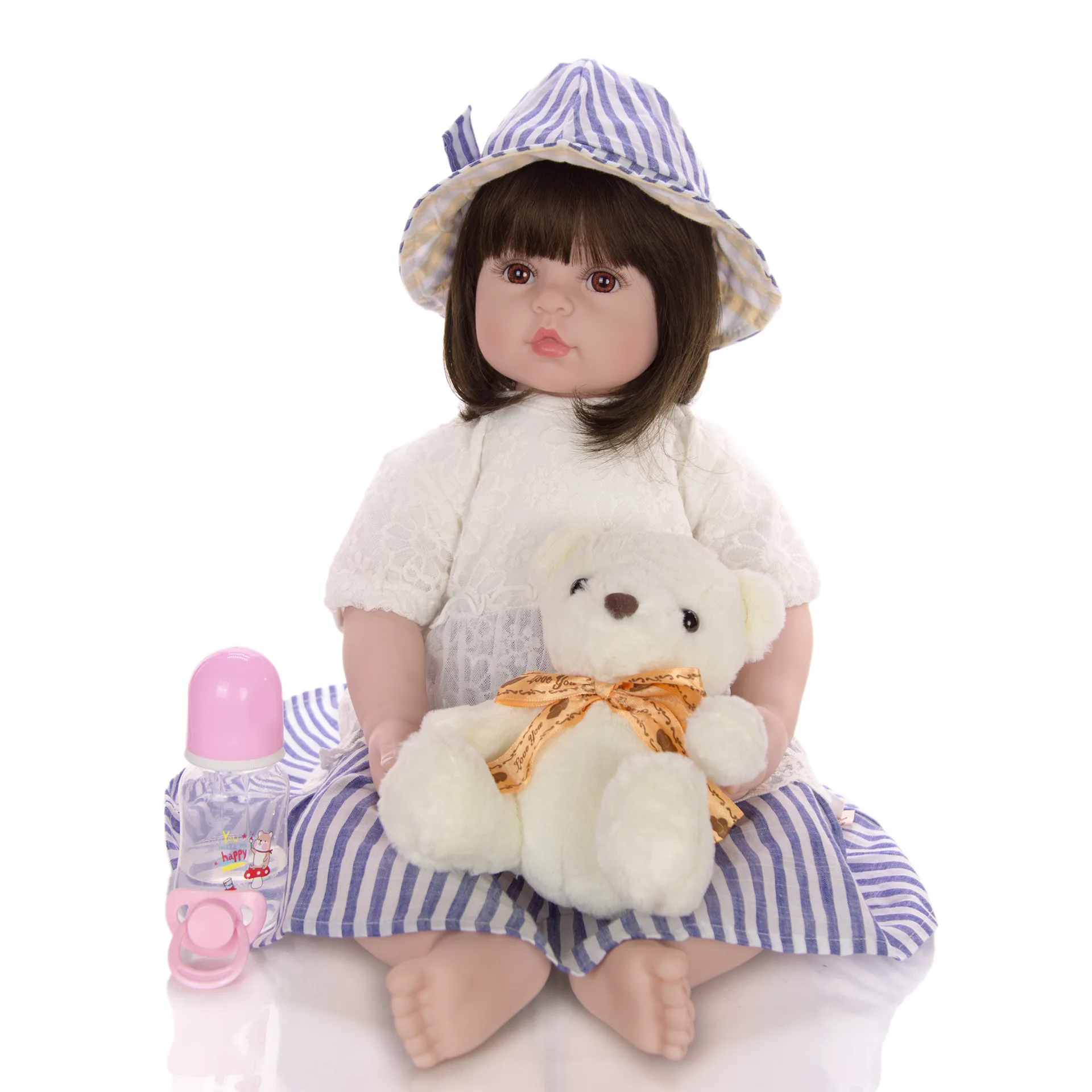 

Super real baby reborn toddler doll silicone vinyl limbs 24"60cm bebe reborn bonecas children playmate toy dolls