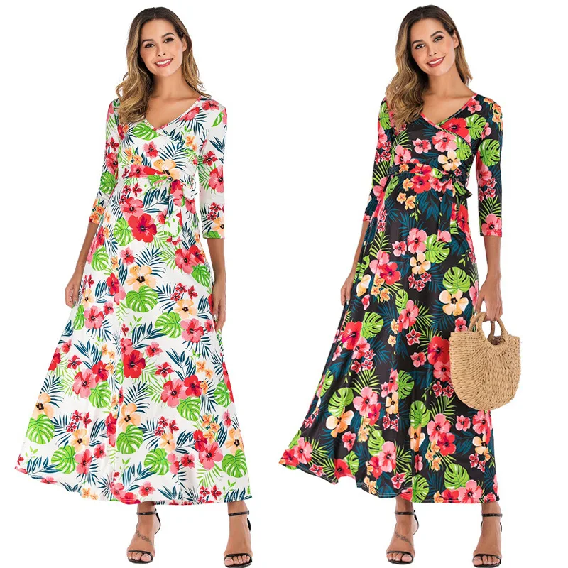 

Популярная одежда для беременных; Повседневное платье с v-образным вырезом; платья для беременных; модные платья длиной до щиколотки для бер...