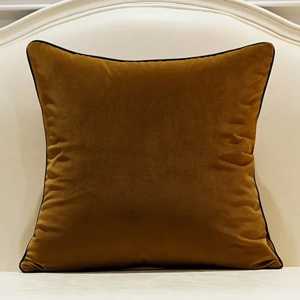 Бархатная Наволочка 50x50 45x45 Современная подушка для дивана в гостиную коричневая