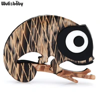 wulibaby acrylic big eyes gecko brooches for women men 3 color lizard animal party office brooch pin gifts
