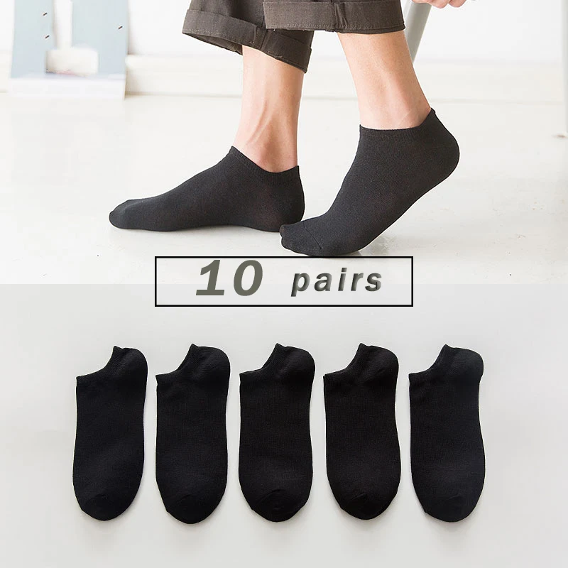 

10 Pairs Men Sport Socks Spring Summer Breathable Sweat-absorb Short Socks Solid Color Ankle Sox Comfort Cotton Male Boat Socks