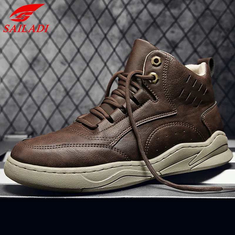

Новинка, спортивная обувь Sailadi, мужские трендовые кожаные Походные Ботинки Martin, высокие кроссовки на толстой подошве для тренировок на откр...