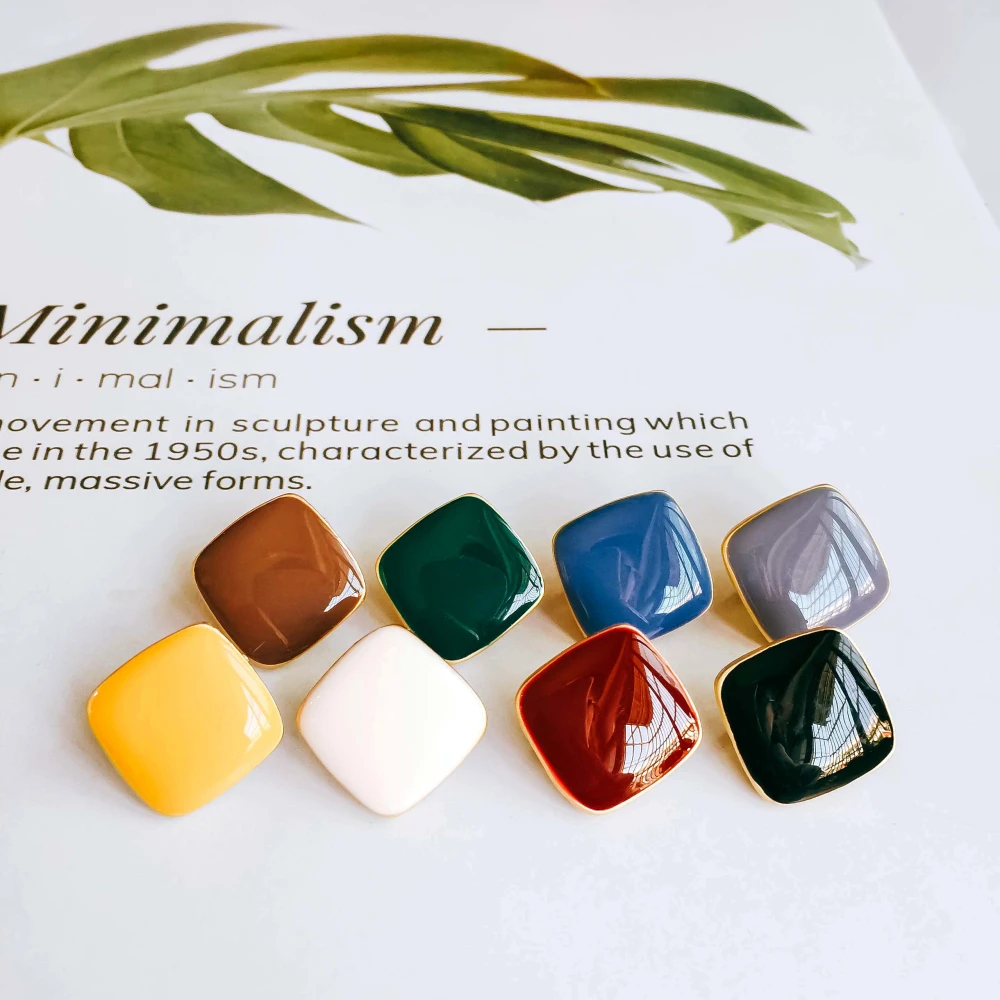 Стильный эмали квадратную форму сплава серьги гвоздики в форме Компоненты