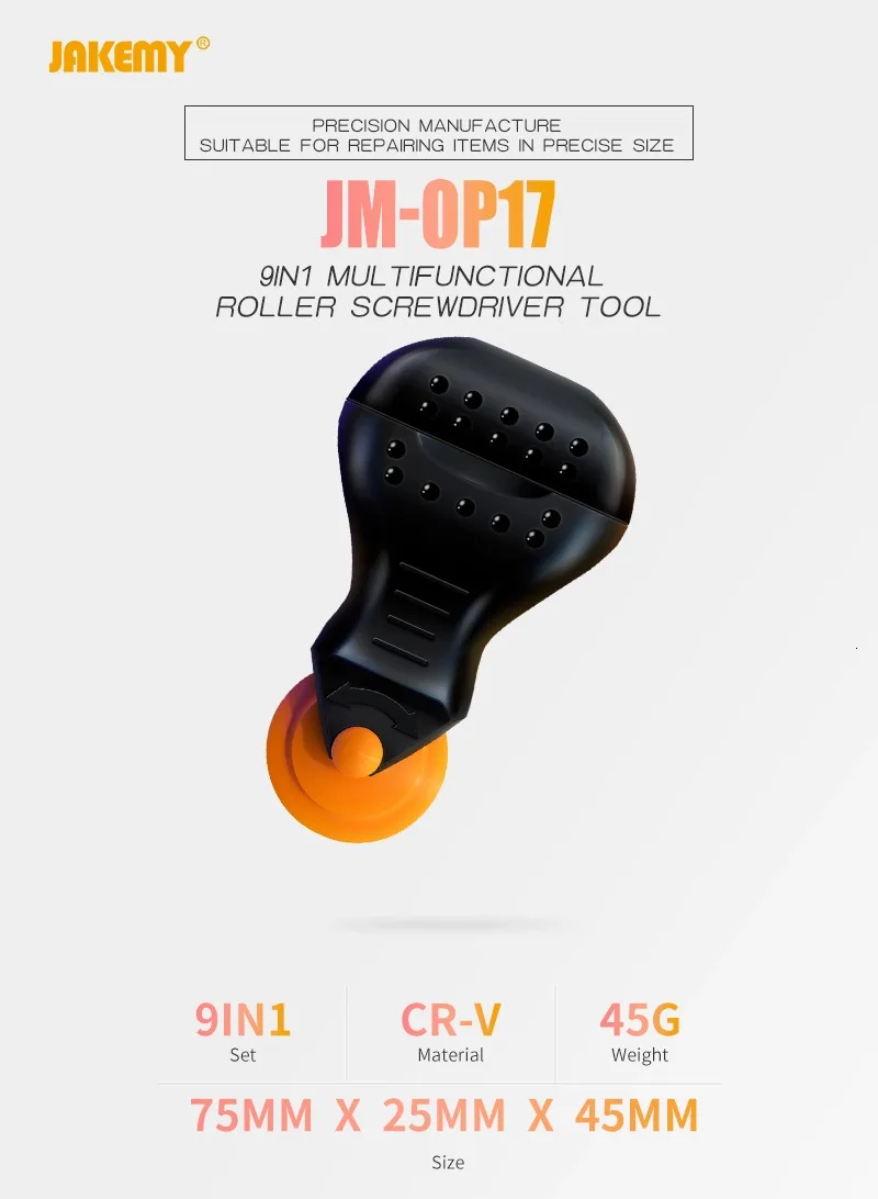JAKEMY JM-OP17 9 в 1 Многофункциональная портативная мини-отвертка со сменным роликом DIY инструмент для телефона для разборки планшета