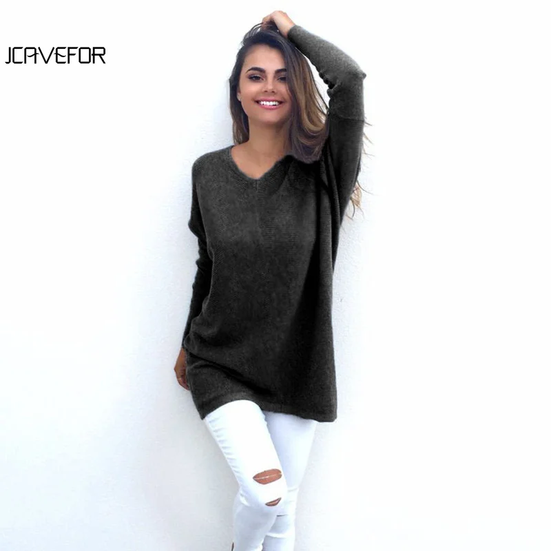 Женский вязаный свитер с V-образным вырезом длинным рукавом | Женская одежда