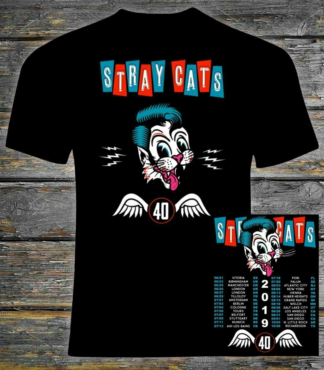 

Stray Cats 2019 40th Anniversary Concert Tour T-Shirt Stray Cats T-Shirt