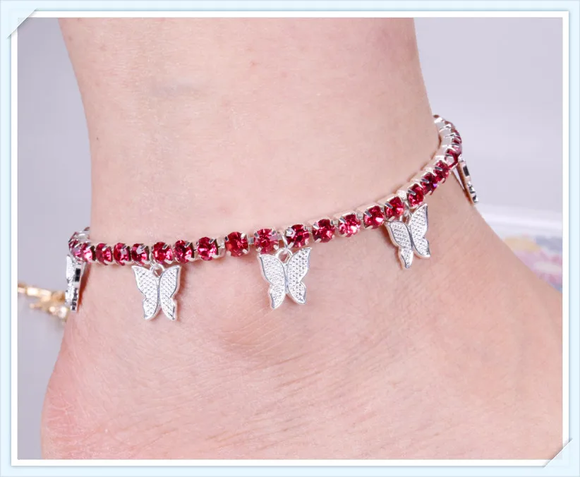 Бабочка в стиле Бохо пляжные ножные браслеты Стразы с украшением виде кристаллов