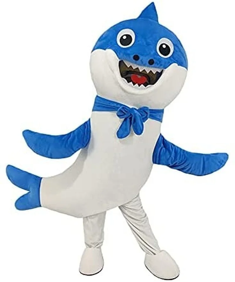 

Plush Baby Blue Shark Mascot Costume Cute Unisex Animal Cosplay Costumes Cartoon Character Clothes Business Party Halloween