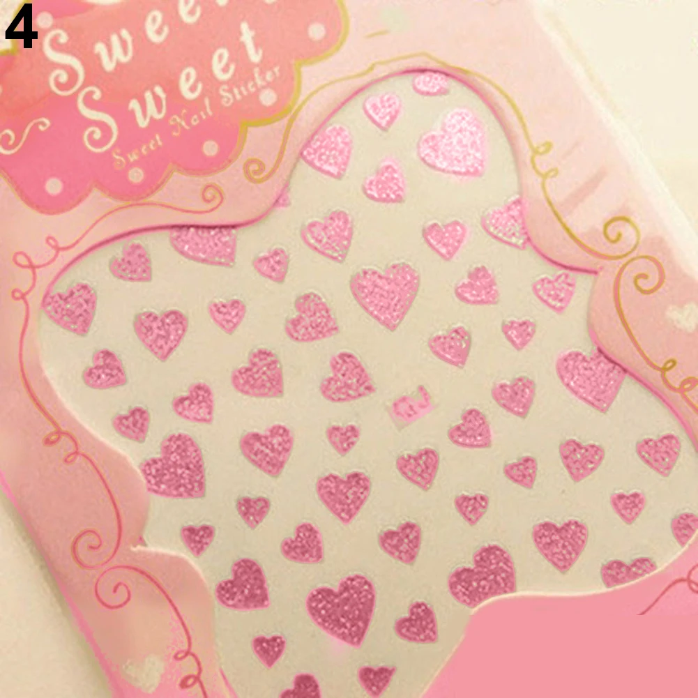 1 Sheet Love Heart Design Nail Art Stickers Water Transfer Decal Slider Watermark Nail Wraps Decal Manicure Nail Tips Decoration