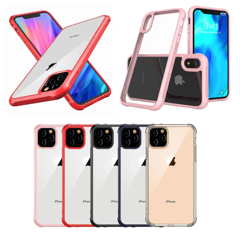 Жесткий прозрачный глянцевый чехол бампер для iphone 12 Pro Max Mini 11 Xs Xr X 7 8 Plus SE2 мягкий