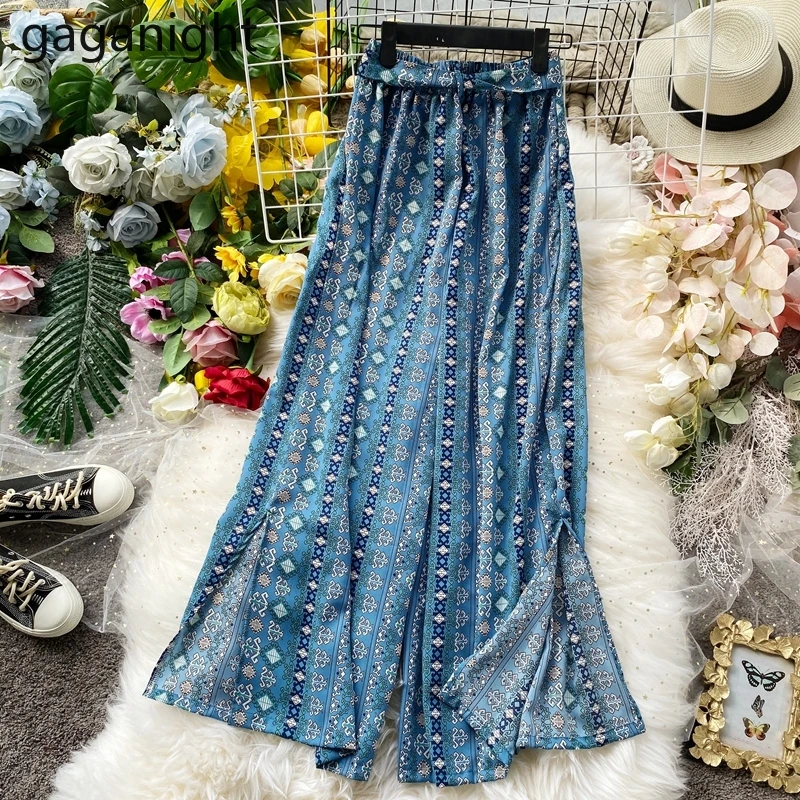 Gaganight женские свободные широкие длиной до щиколотки штаны с модным принтом