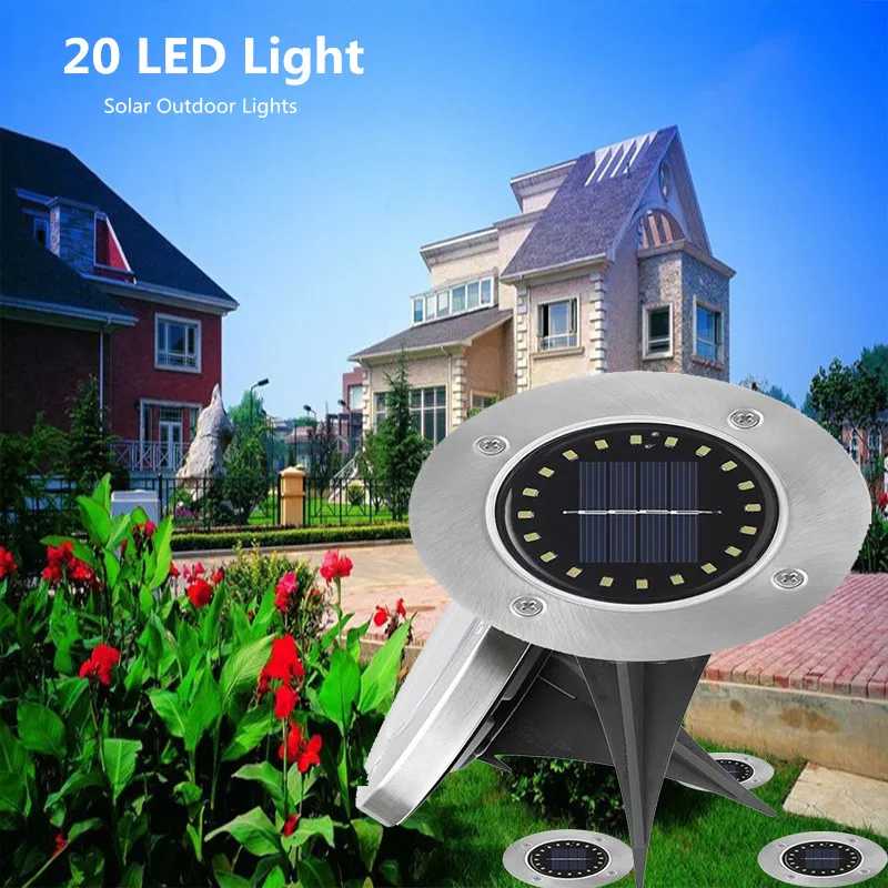 Уличные палубные светильники на солнечной батарее 12 светодиодов 16 20