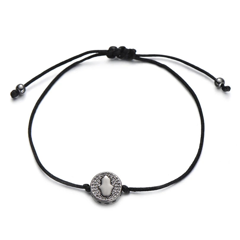 hand black Pipitree Фианит, циркон, Кристалл Круглый браслет в форме сердца глаз бабочка цветок Шарм красные нитяные браслеты для женщин ювелирный подарок для возлюбленных - Окраска металла: hand black
