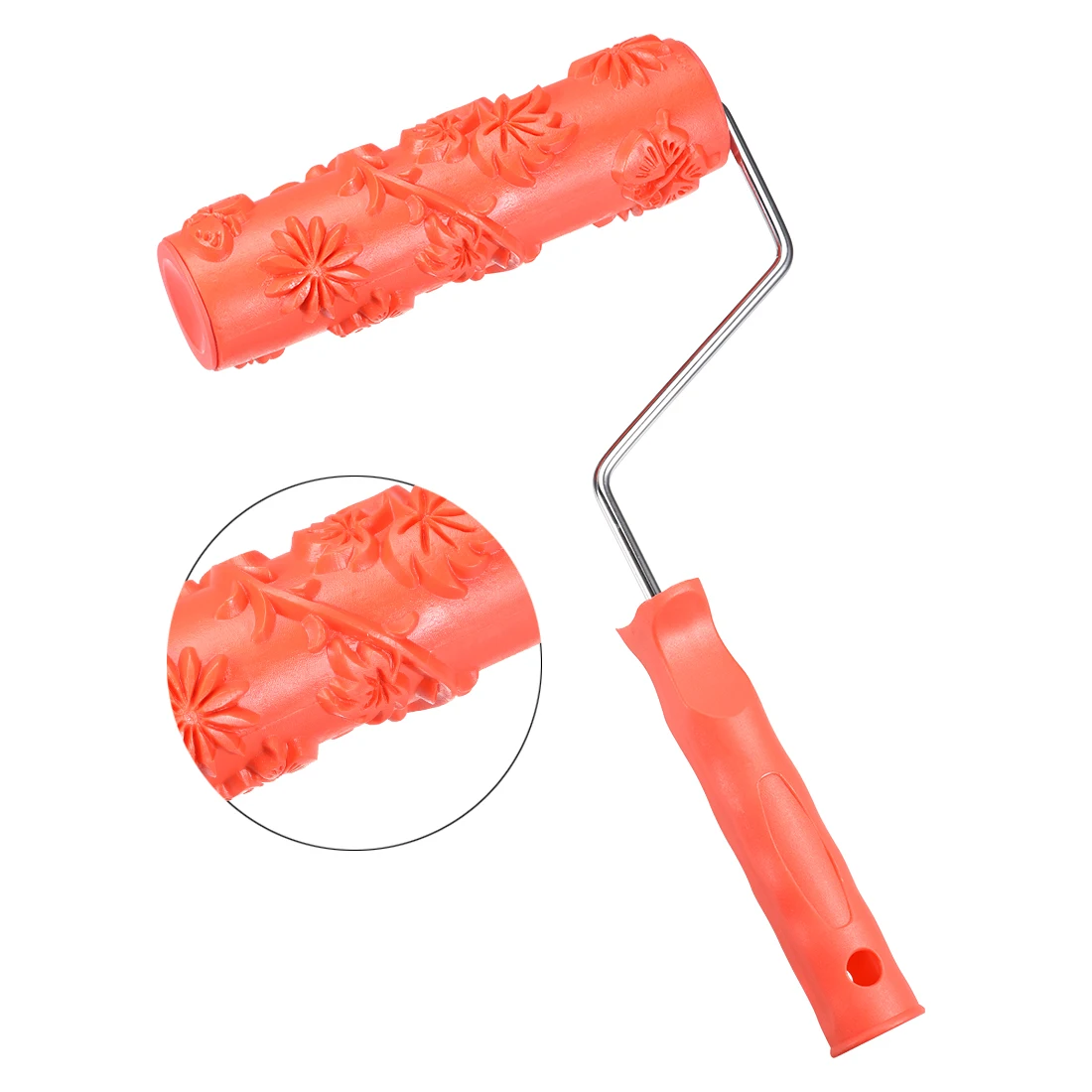 

uxcell Wood Pattern Painting Roller 7 inch 178 x 52mm LxD Rubber Wood Grain Tool with Handle EG177T