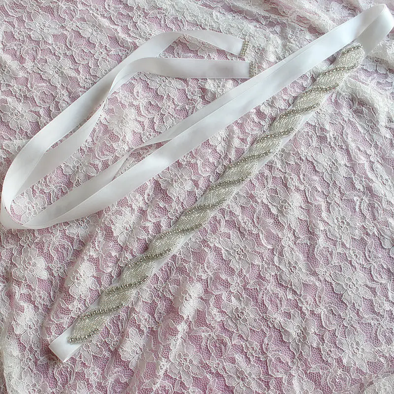 2019 Полиэстеровая лента для невесты с бисером жемчужный пояс свадебного платья