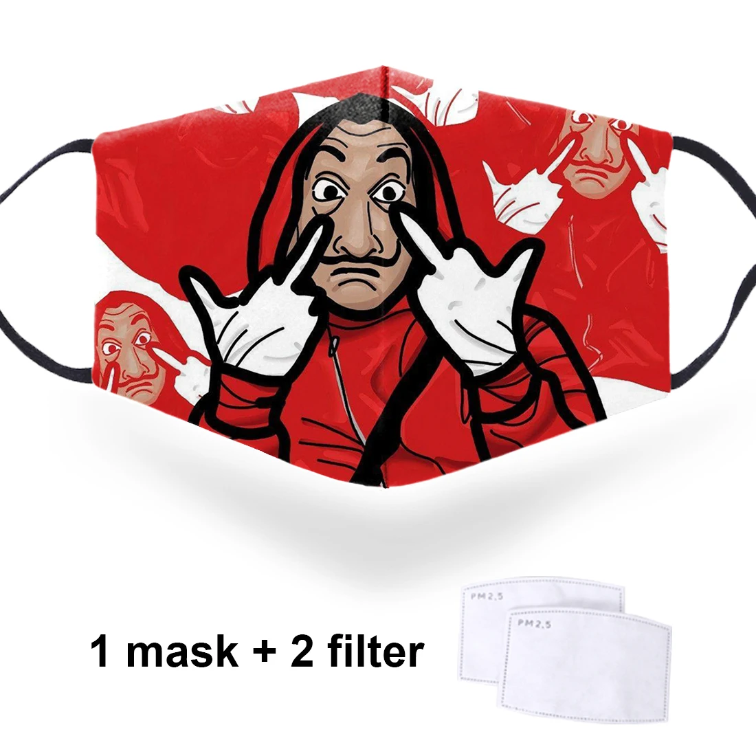 

La Casa De Paple Cartoon 3D Dustproof PM2.5 Filter Masks Men Mouth Muffle Respirator Print 2020 Washable Face Mask Women masque
