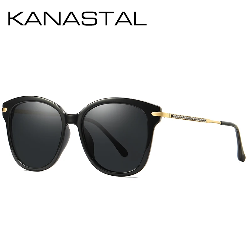 Женские квадратные солнцезащитные очки роскошные поляризационные в оправе из