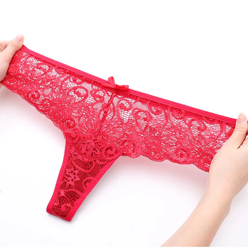 Трусы-стринги женские кружевные прозрачные 3 шт. стринги с низкой посадкой