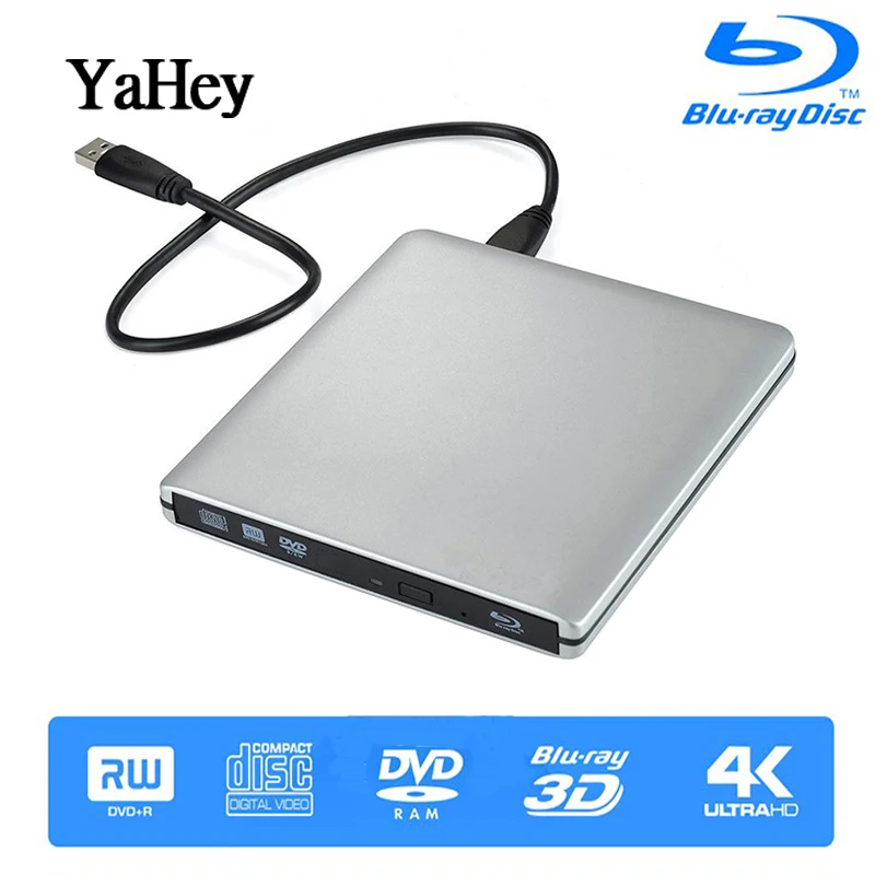 YAHEY USB 3 0 Blu ray Drive BD RE горелки 2019 внешний CD/DVD RW/RAM/ROM писатель 3D плеер супердрайв для