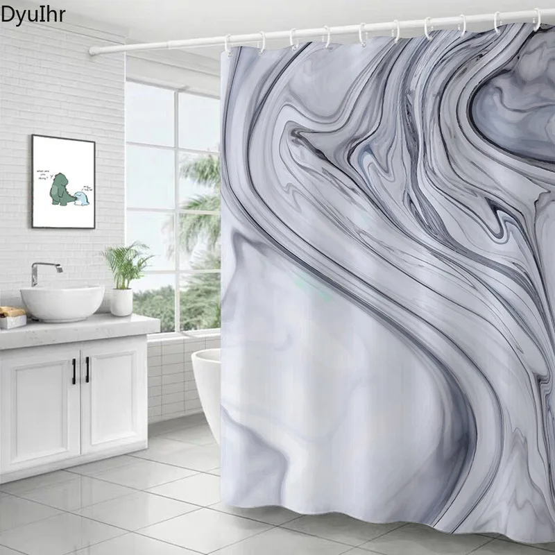 

Modern minimalist style marble pattern thickened polyester waterproof and mildewproof shower curtain home partition curtain