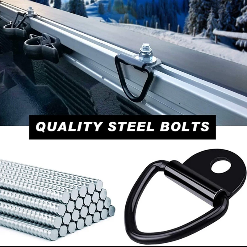 

NEW ARRIVAL-10 PCS V-Ring 2 Inch Diameter Steel D-Ring Triple-cornered Hook Steel Embedded Installation on the Trailer Pick Up