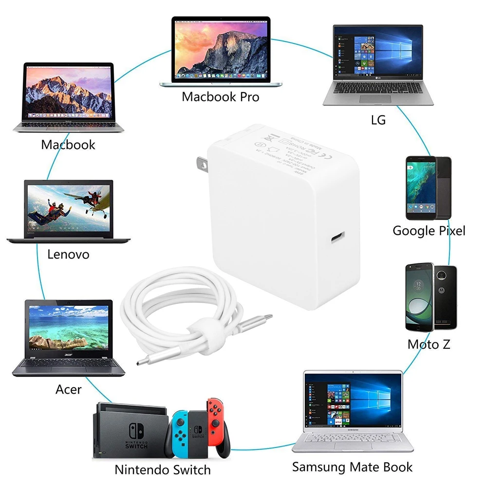 Зарядное устройство vipaley US Plug Mac Book Charger 29 Вт 61 87 адаптер питания переменного тока с