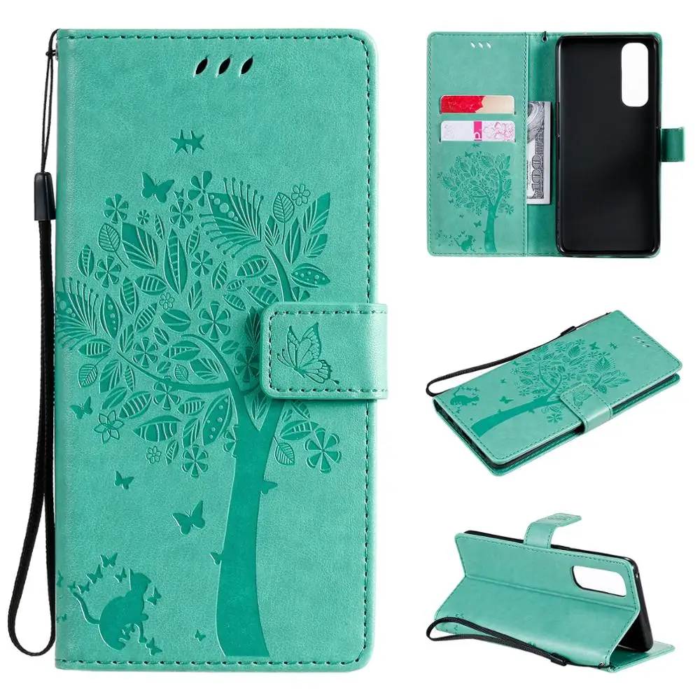 

Тиснением с изображением дерева и кота чехол для телефона из искусственной кожи защитный чехол для OPPO Рино 4 Pro слот для карты Карманный Коше...