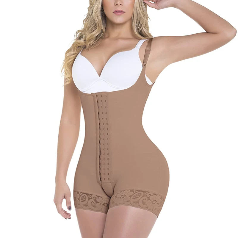 

Women Seamless Shapewear Slimming Bodysuit With Adjustable Hook-Eye Tummy Control 3 Rows Breasted Faja