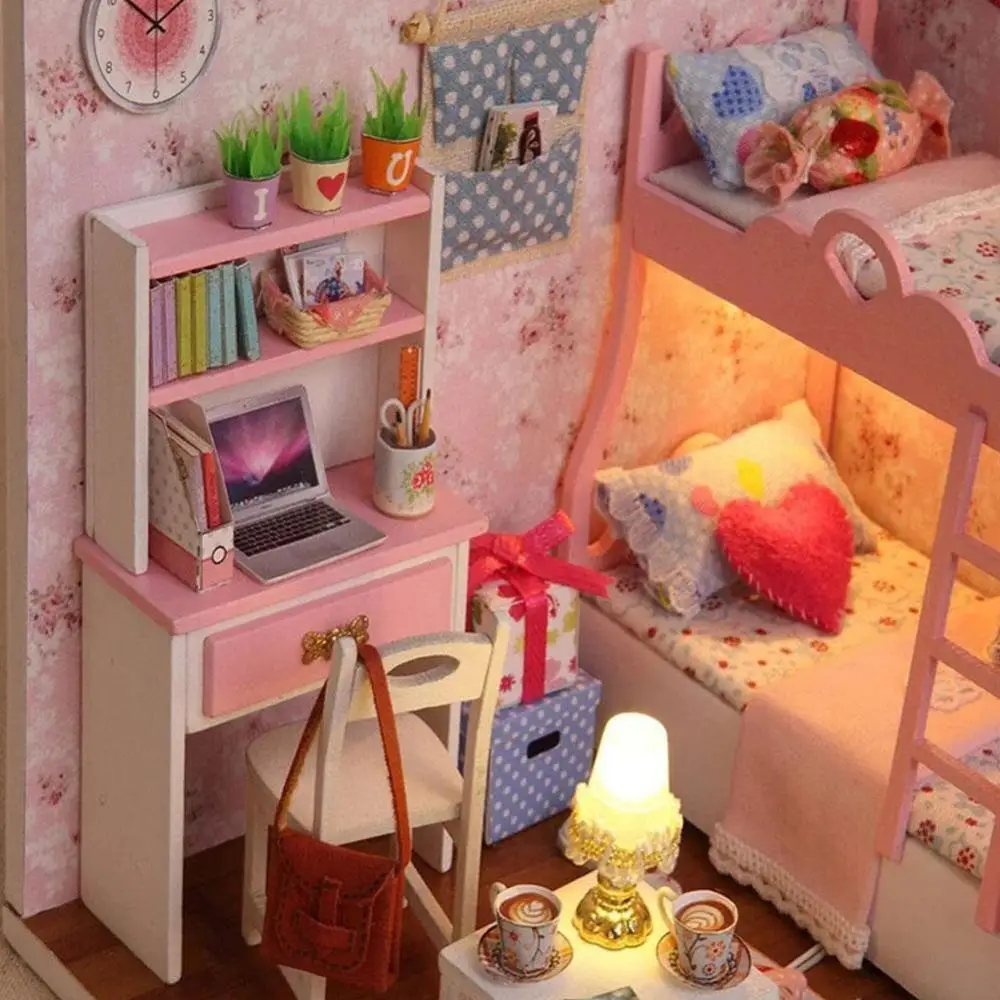 

Fairytale Town House DIY Mini Wooden Dolls Miniature Accessories Handicraft Building Assemble Toy Crafts Furniture Kits