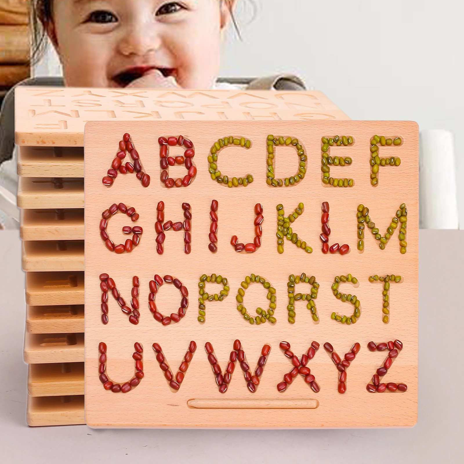 Алфавит деревянный Монтессори материалы Детские Обучающие деревянные цифровая