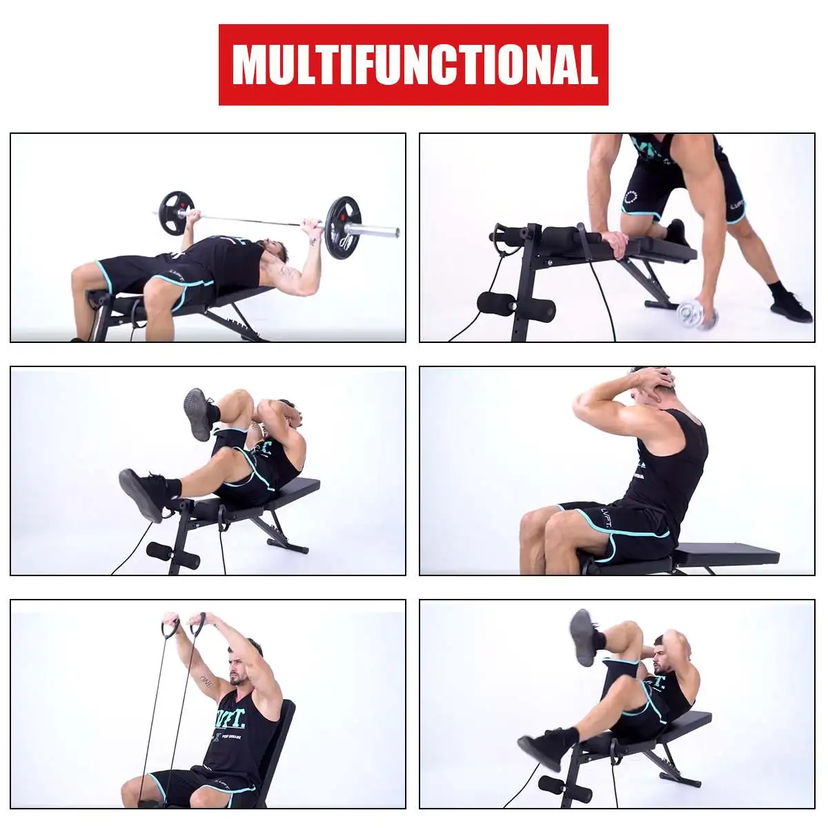 

Advanced Version Foldable Dumbbell Bench 7 Gear Backrest Sit Up AB Abdominal Fitness Bench Building Muscles Training Equipment