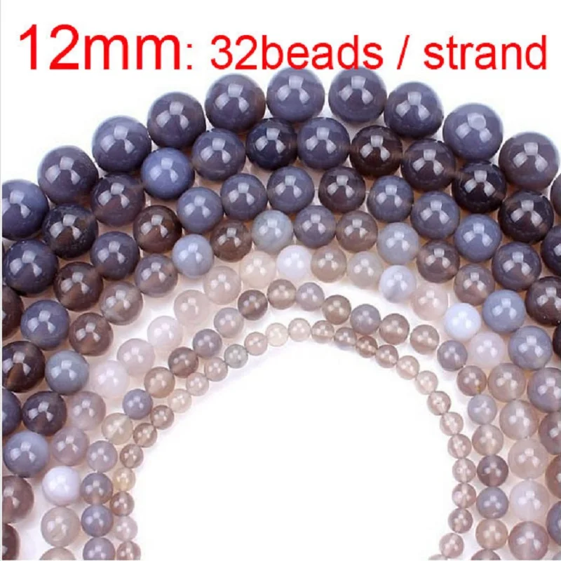 MEIBEADS 8/10/12/14 мм серые Круглые Гладкие бусины из натурального камня для