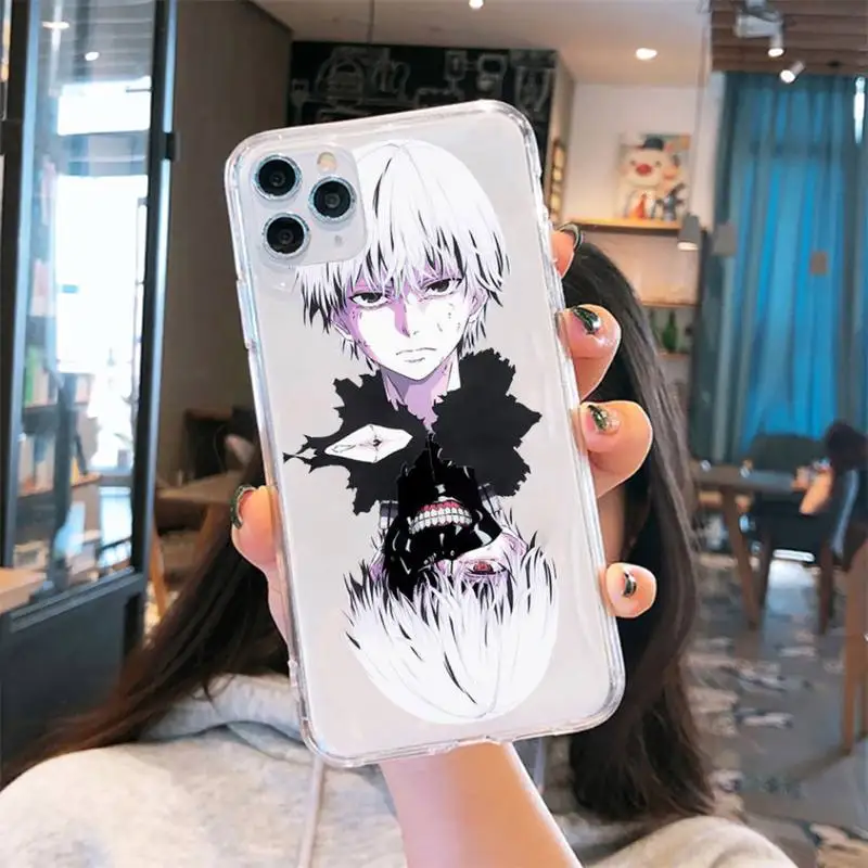 

Tokyo Ghoul Japan Anime Horror Phone Case Transparent for iPhone 6 7 8 11 12 s mini pro X XS XR MAX Plus cover funda shell