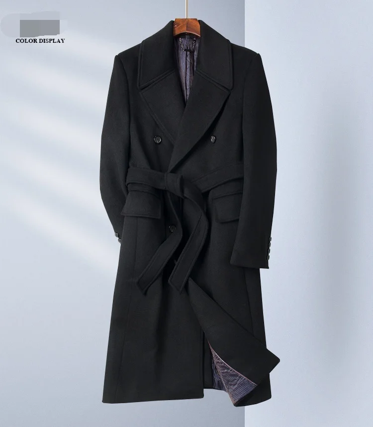 Тренчкот мужское шерстяное пальто высококачественное верблюжьего цвета с