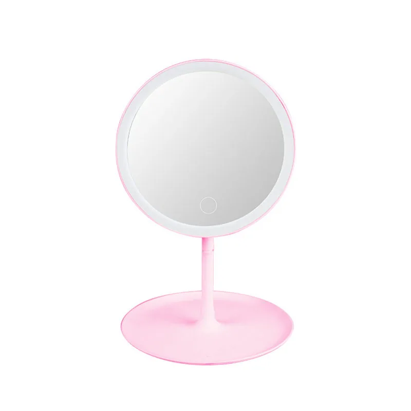 Rechargeable Makeup Mirror With Light 90 Degree Adjustable Portable Touch Screen Led Makeup Mirror With Storage - Цвет: Розовый