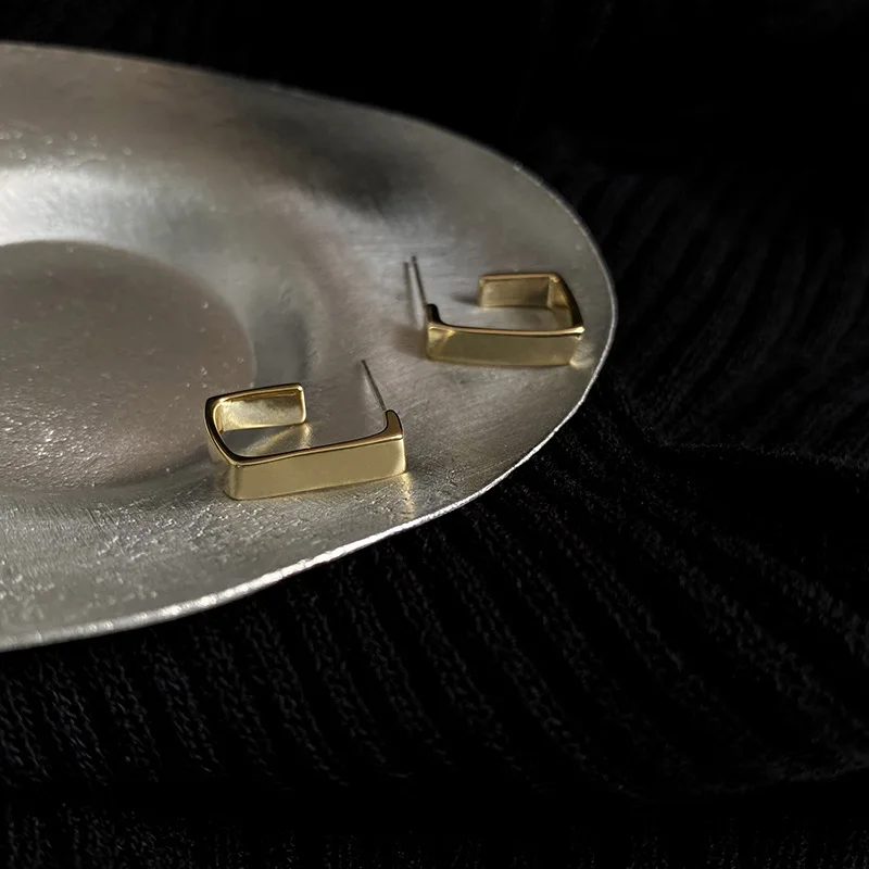 

S1987 Fashion Jewelry S925 Silver Post Earrings Geometric Square Stud Earrings