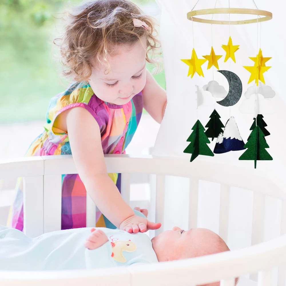 Подвесная подвесная подвеска на детскую кроватку с войлочной звездой луной