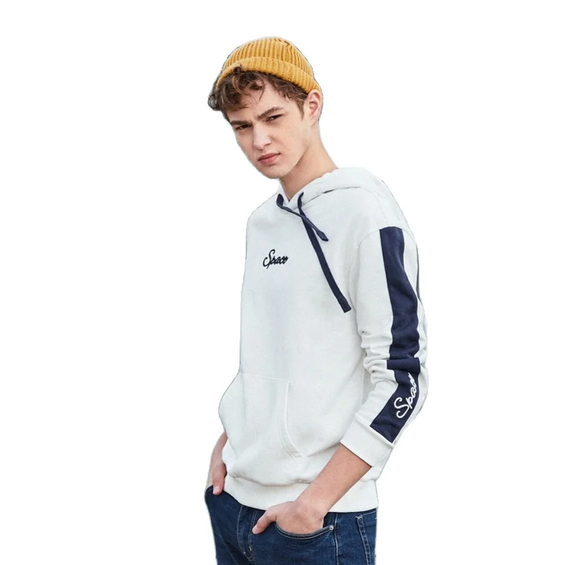 Свитшот SEMIR мужской с капюшоном пуловер длинным рукавом в полоску сбоку и