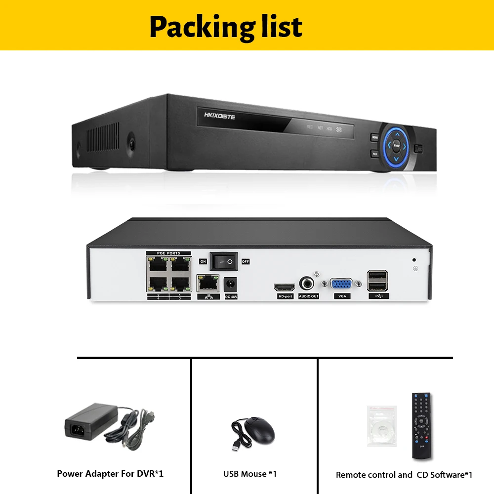 H.265 4CH 8 каналов NVR POE 5MP 2MP CCTV 48V PoE для IP камеры P2P ONVIF сетевой видеорегистратор |