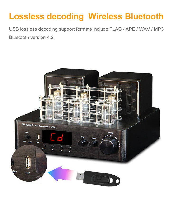 AOSIBAO AV320 вакуумный трубчатый усилитель домашний Bluetooth коаксиальный Оптический