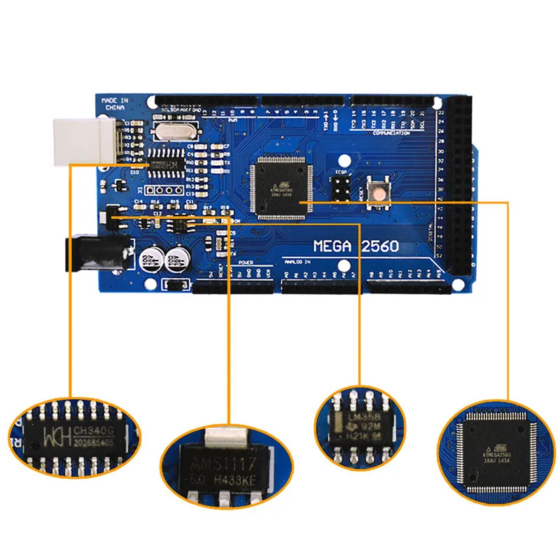 USB-плата MEGA2560 MEGA 2560 R3 ATmega2560-16AU CH340G для Arduino однокристальный микрокомпьютер