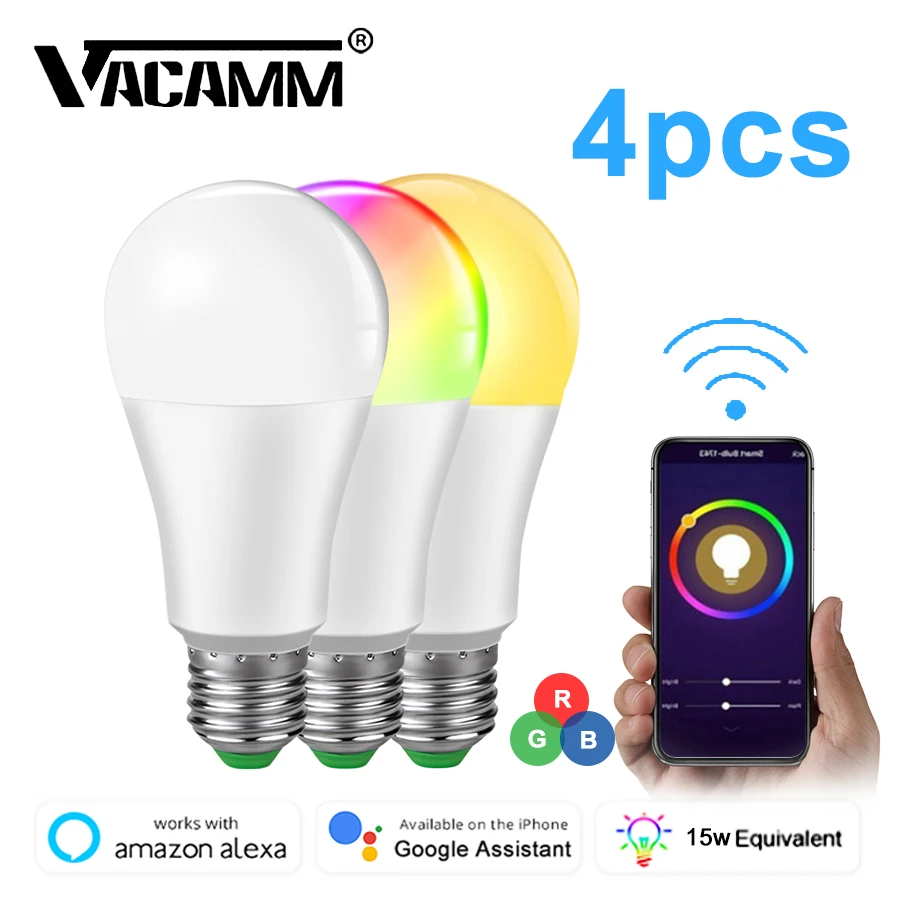 85 265 в E27 светодиодный светильник RGB 15 Вт Bluetooth Wifi приложение управление Умный