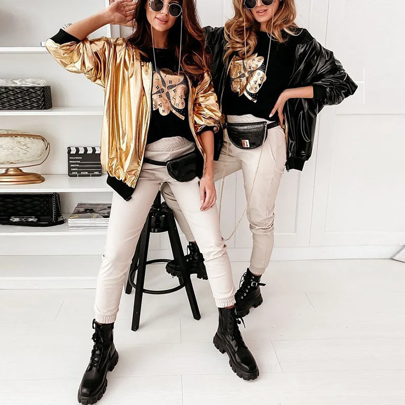 Женская тонкая куртка-бомбер повседневная приталенная куртка на молнии с