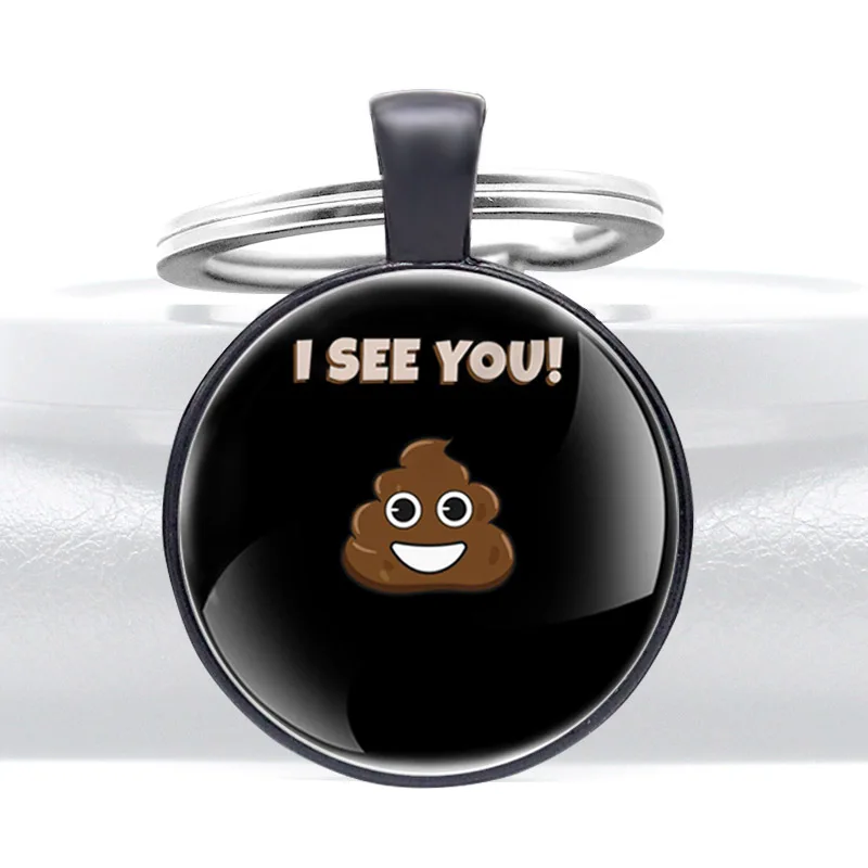 

FUNNY I SEE YOU Symbol Classic Glass Cabochon Key Chain Key Ring Jewelry Gifts Fashion Accessories Gift