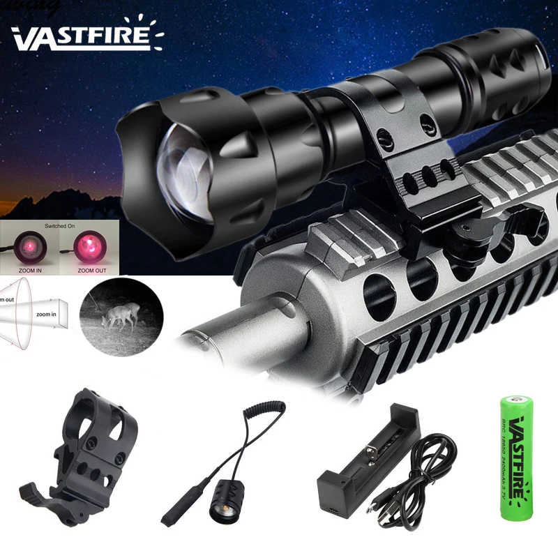 400 ярд Zoomable Focus инфракрасный Linterna 850nm светодиодный ИК-светильник с инфракрасным излучением Тактический светильник ночного видения охотничий оружейный светильник