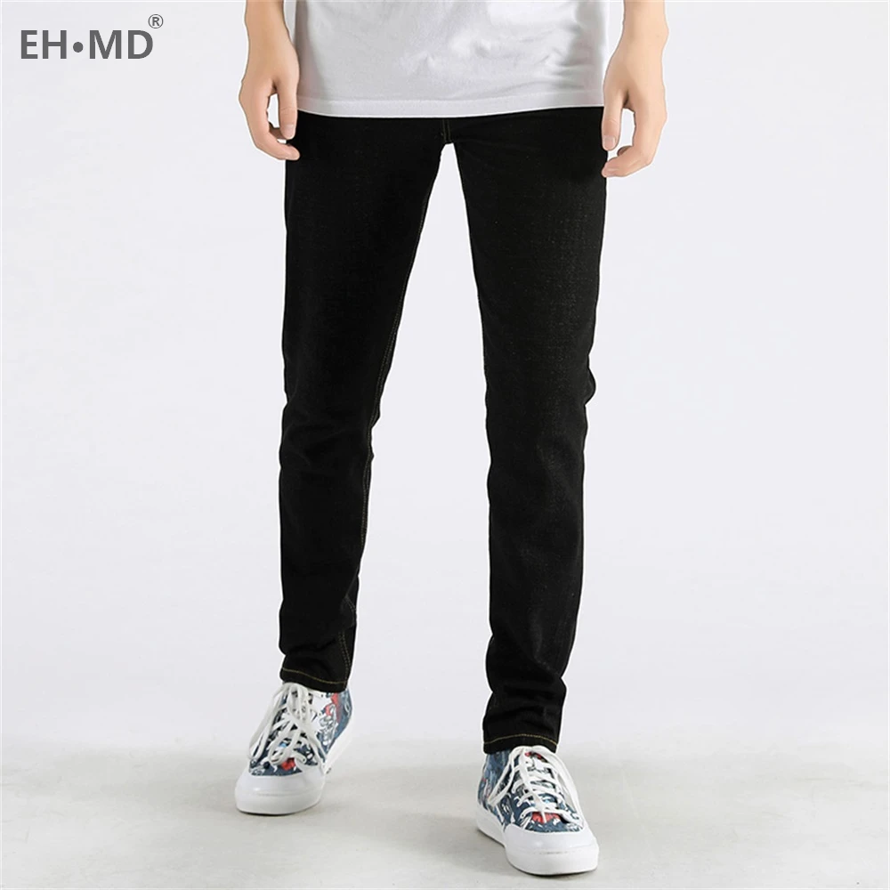EH·MD® New Double Lion Embroidered Jeans Men's Chinese Retro Small Straight Loose Fashion Large Size Black Trousers Golden Silk