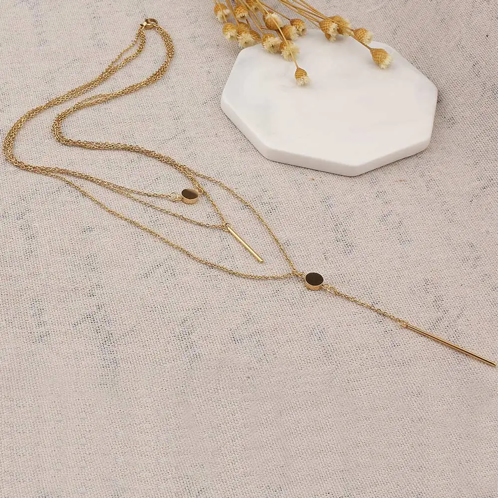 Новинка FINE4U N028 316L ожерелье из нержавеющей стали с кулоном, трехслойное колье для женщин, ювелирные изделия для свадебной вечеринки